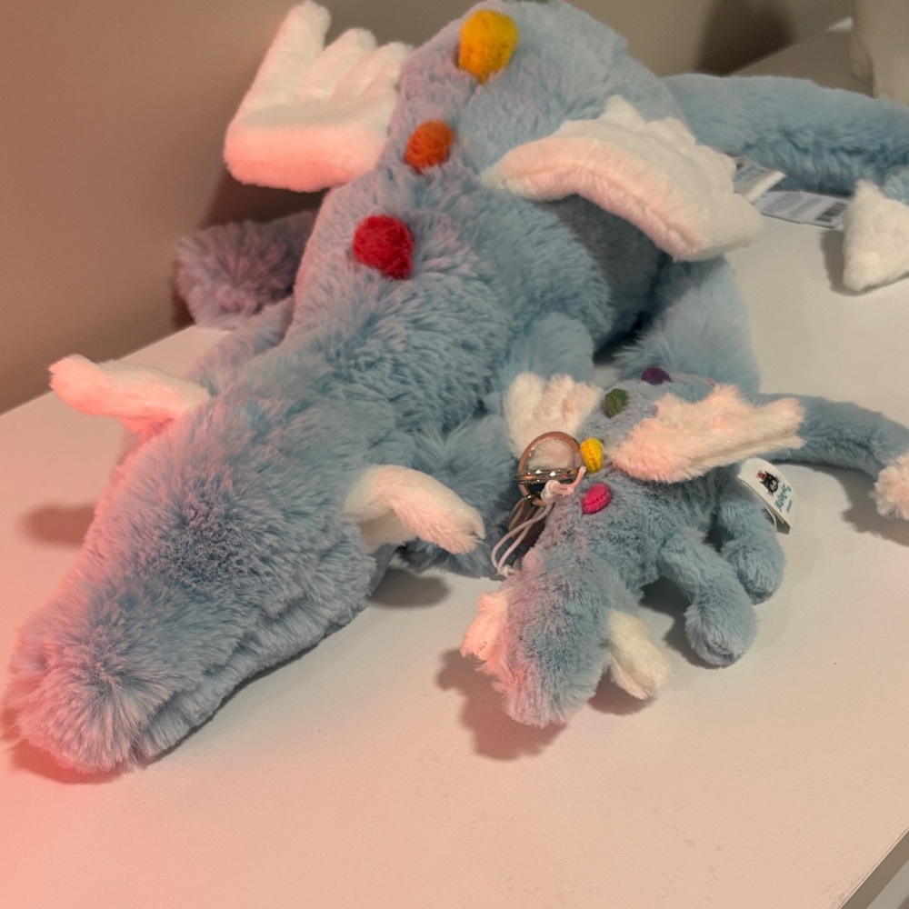 Jellycat Sky dragon Large NWT & Bag charm NWT. Authentic.